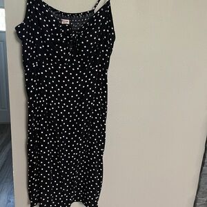 Mossimo Supply Co. Black Dress with White Dots Tie Front